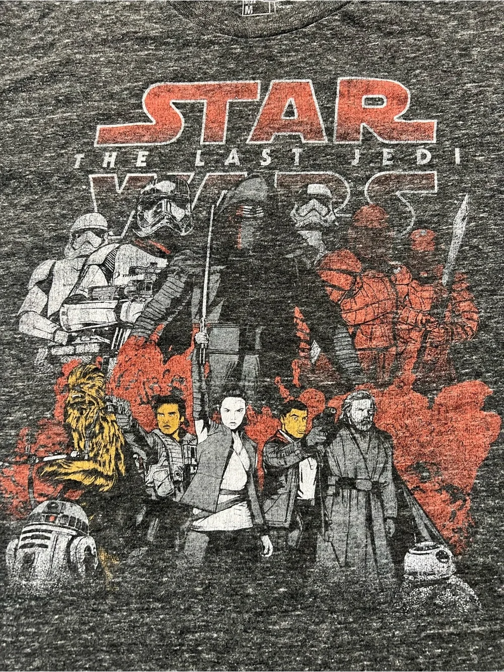 Star Wars The Last Jedi Graphic T-Shirt Men’s Medium Gray Heather Movie Tee